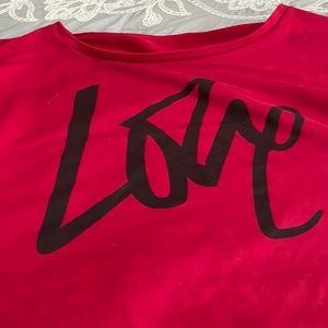Red off the shoulder love sweatshirt